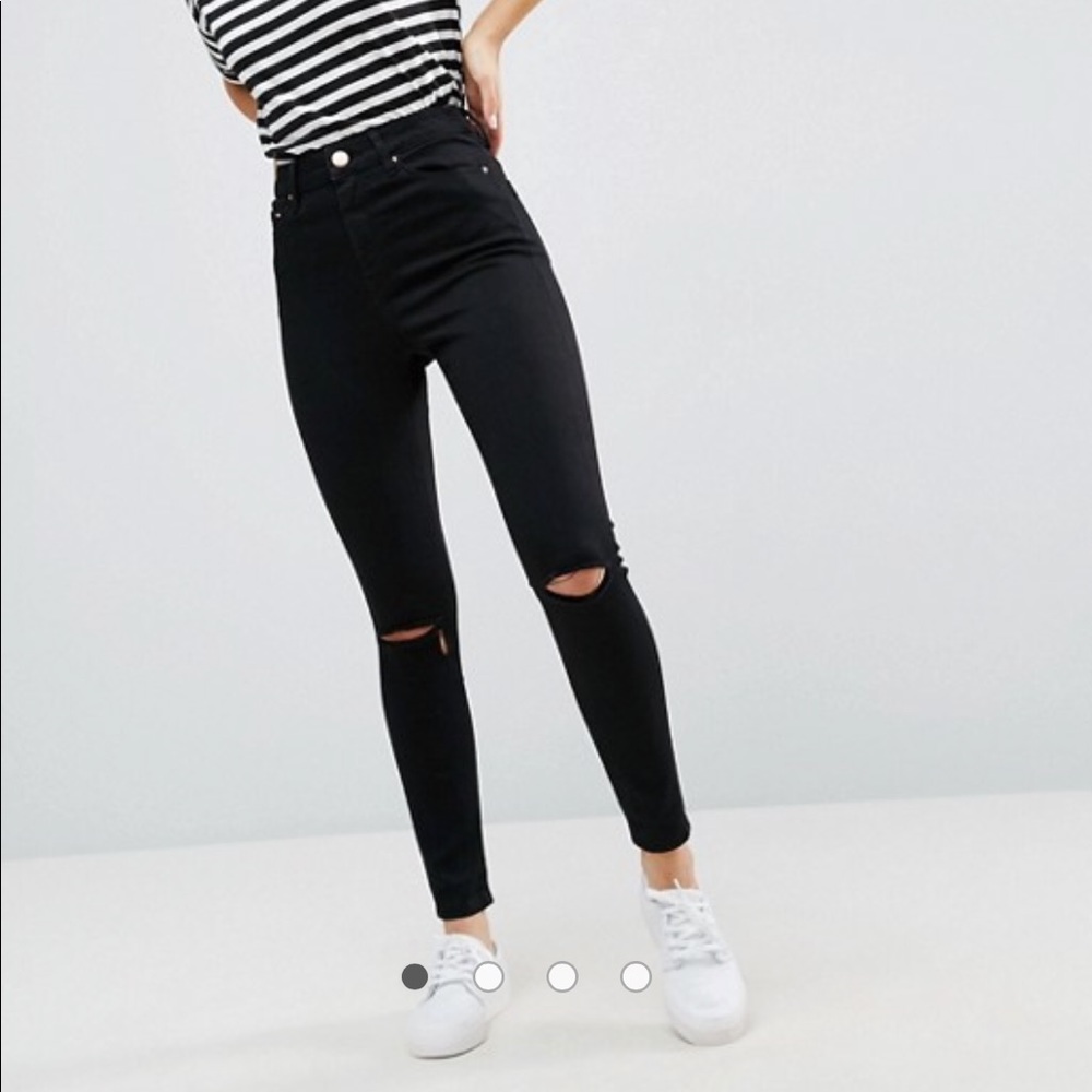 ASOS High Waist Ripped Black Jeans